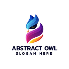 Vector Logo Illustration Owl Gradient Colorful Style.