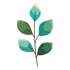 watercolor green leaves in branch