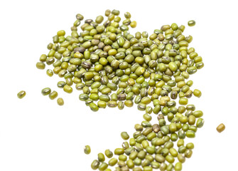 green lentil grits on white background