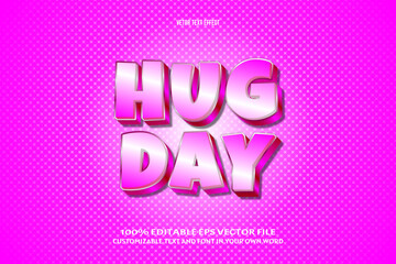 Hug day editable text effect 3 dimension emboss comic style