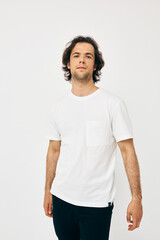 Attractive man in white t-shirt fashion cropped view Lifestyle unaltered
