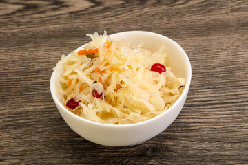 Sauerkraut with cranberry in the bowl