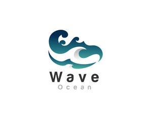 abstract blue ocean wave logo template illustration inspiration