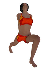 3d illustration of a woman doing gymnastics in gymnastics outfit