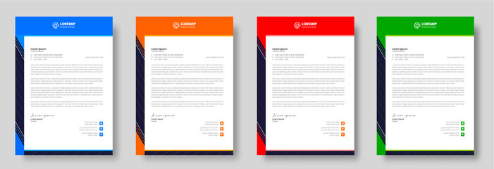 corporate modern letterhead design template with yellow, blue, green and red color. creative modern letter head design template for your project. letterhead, letter head, Business letterhead design.
