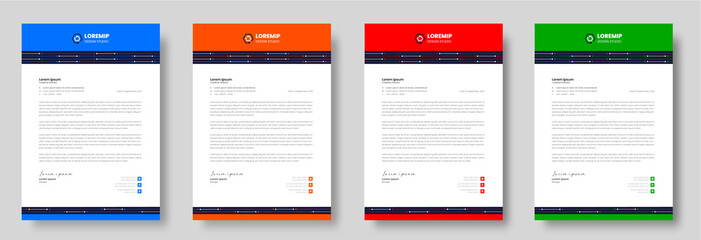 corporate modern letterhead design template with yellow, blue, green and red color. creative modern letter head design template for your project. letterhead, letter head, Business letterhead design.