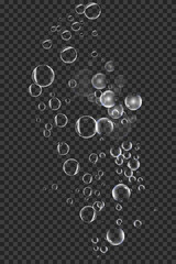 Naklejka premium Set of realistic colorful soap bubbles to create a design. Transparent realistic soap bubbles isolated on transparent background.