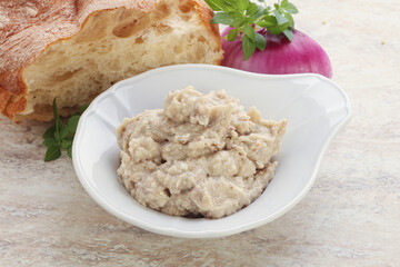 Jewish traditional cuisine herring mousse Forsmak