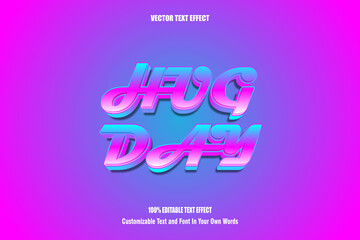 Hug day editable text effect 3 dimension emboss comic style