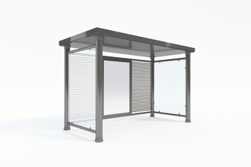 Bus Stop Bus Shelter Mockup with white Background 3D Rendering