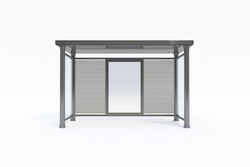 Bus Stop Bus Shelter Mockup with white Background 3D Rendering