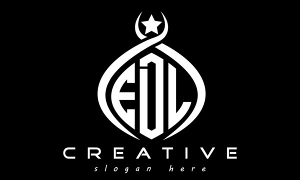 EDL three letters monogram curved oval initial logo design, geometric minimalist modern business shape creative logo, vector template