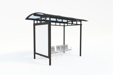 Fototapeta premium Bus Stop Bus Shelter Mockup with white Background 3D Rendering