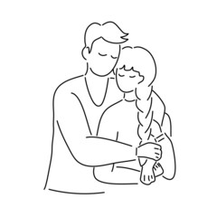 Couple in love, hand draw doodle cartoon vector illustration for valentine's day concept.