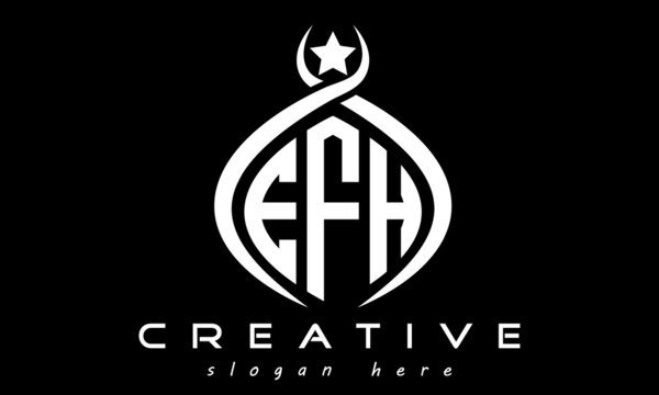 EFH three letters monogram curved oval initial logo design, geometric minimalist modern business shape creative logo, vector template