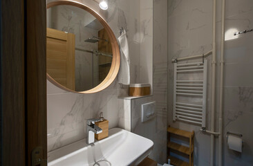 Bathroom interior in the evening