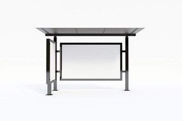 Bus Stop Bus Shelter Mockup with white Background 3D Rendering
