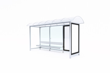 Bus Stop Bus Shelter Mockup with white Background 3D Rendering