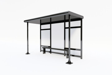 Bus Stop Bus Shelter Mockup with white Background 3D Rendering