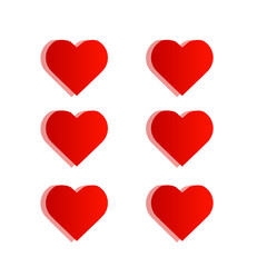Red hearts icons. Vector illustration.
