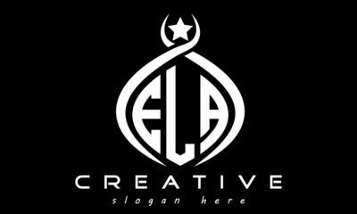 ELA three letters monogram curved oval initial logo design, geometric minimalist modern business shape creative logo, vector template