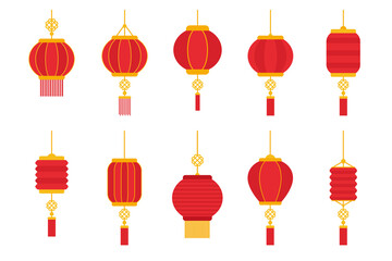 Fototapeta na wymiar red round chinese lantern element for decoration for Chinese New Year