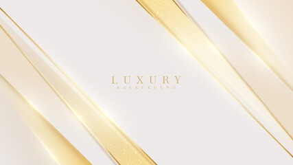Cream luxury background with golden line elements and glitter light effect decoration.