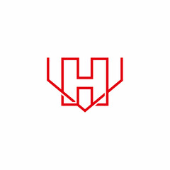 letter hv simple linked thin line logo vector