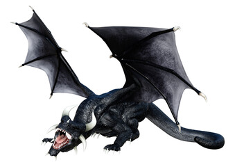 3D Rendering Fairy Tale Dragon on White