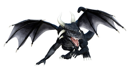 3D Rendering Fairy Tale Dragon on White