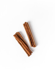 Cinnamon sticks isolated on white background.
