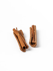 Cinnamon sticks isolated on white background.