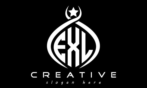 EXL three letters monogram curved oval initial logo design, geometric minimalist modern business shape creative logo, vector template	
