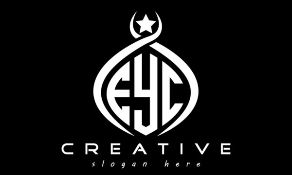EYC three letters monogram curved oval initial logo design, geometric minimalist modern business shape creative logo, vector template	
