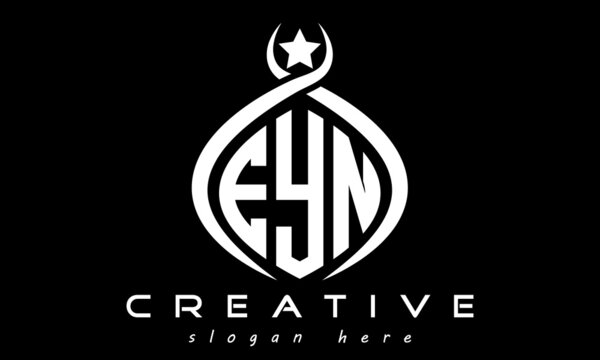 EYN three letters monogram curved oval initial logo design, geometric minimalist modern business shape creative logo, vector template	
