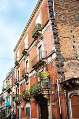Street view of downtown in Catania, Italy