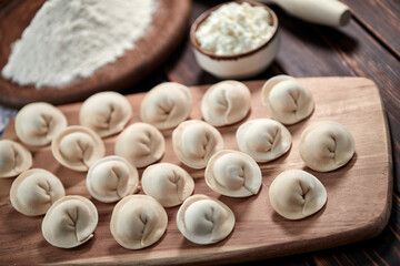 raw dumplings with cottage cheese