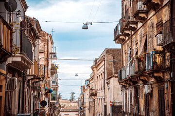 Fototapeta na wymiar Street view of downtown in Catania, Italy