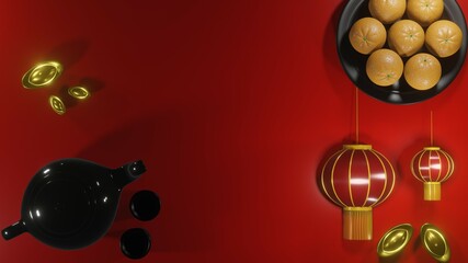 3D Rendering Chinese New Year Background, Template.