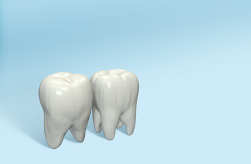 3D rendering of Human molar teeth on blue background