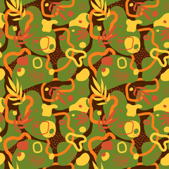 Nature seamless pattern. Trendy floral vector seamless pattern.