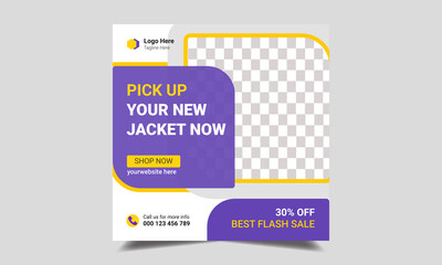 Winter sale social media post banner template, winter collection social banner, Editable sale web banner and square flyer template