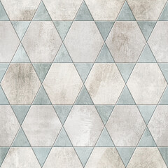 Ceramic tiles seamless texture with geometric pattern, wall and  floor background, 3d illustration