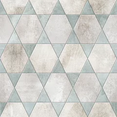 Wallpaper murals 3D Ceramic tiles seamless texture with geometric pattern, wall and  floor background, 3d illustration