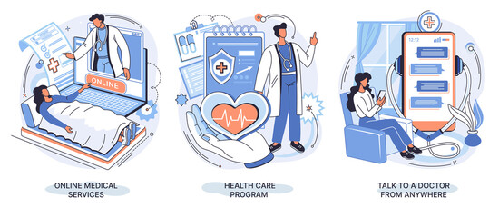 Mobile medicine, mhealth, online doctor. online medical services, health care program, talk to doctor from anywhere. Smartphone with medical application. Digital health and medical consultation