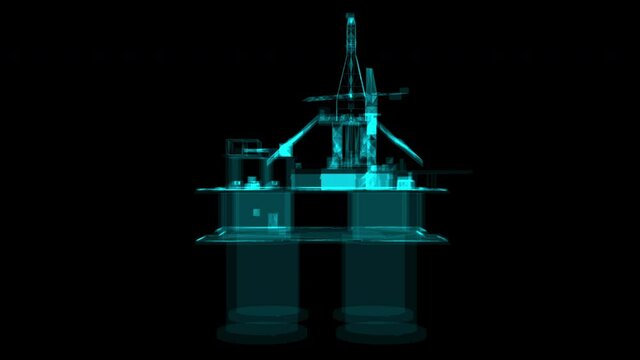 X-ray 3d hologram of offshore oil platform