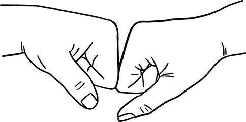 People Hands fists punching Fighting gesture Hand drawn line art illustration