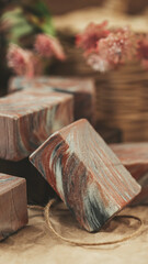 Organic homemade natural soap. Concept of home natural organic skin care. Spa treatments.