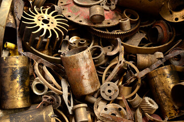 Scrap copper  swarf  and pieces pile 