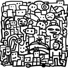 Doodle funny illustration on white background 